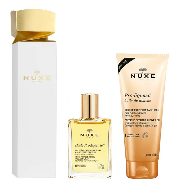 Nuxe cracker Prodigieuse - olio prodigioso classico 30 millilitri + olio doccia prodigioso 100 millilitri